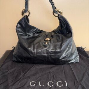 Gucci Black Leather Hobo Bag